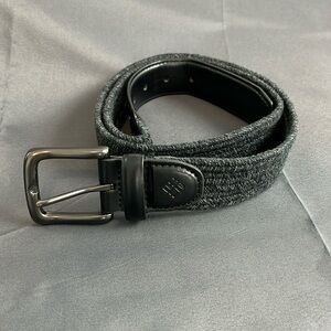 Columbia Mens Black Leather Cotton Woven Belt 42